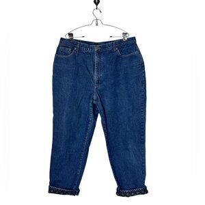 LL BEAN Flannel Lined‎ Jeans Womens Sz 20W Double L Relaxed Fit  snowflake Plus